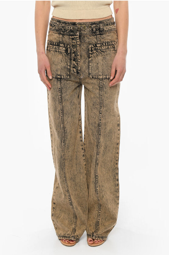 Ulla Johnson Acid Wash Effect Abrams Flared Jeans With Belt 27cm In Brown