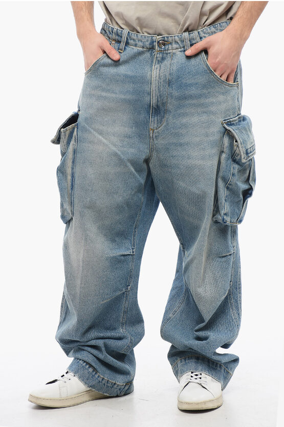1989 Studio Acid Wash Effect Baggy Fit Cargo Jeans 25cm In Multi