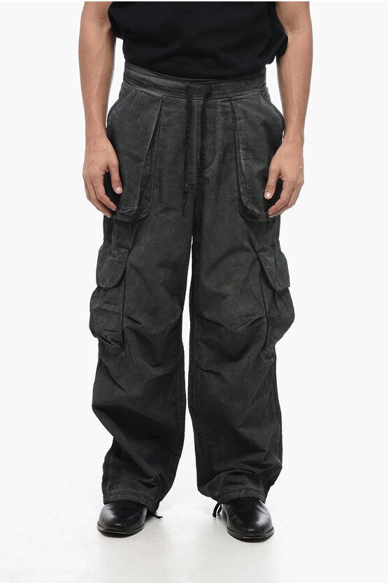 A Paper Kid Acid Wash Effect Cargo Pants In Black