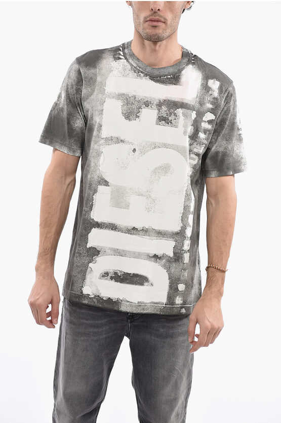Diesel Acid Wash Effect Crew-neck T-just-g12 T-shirt In Gray