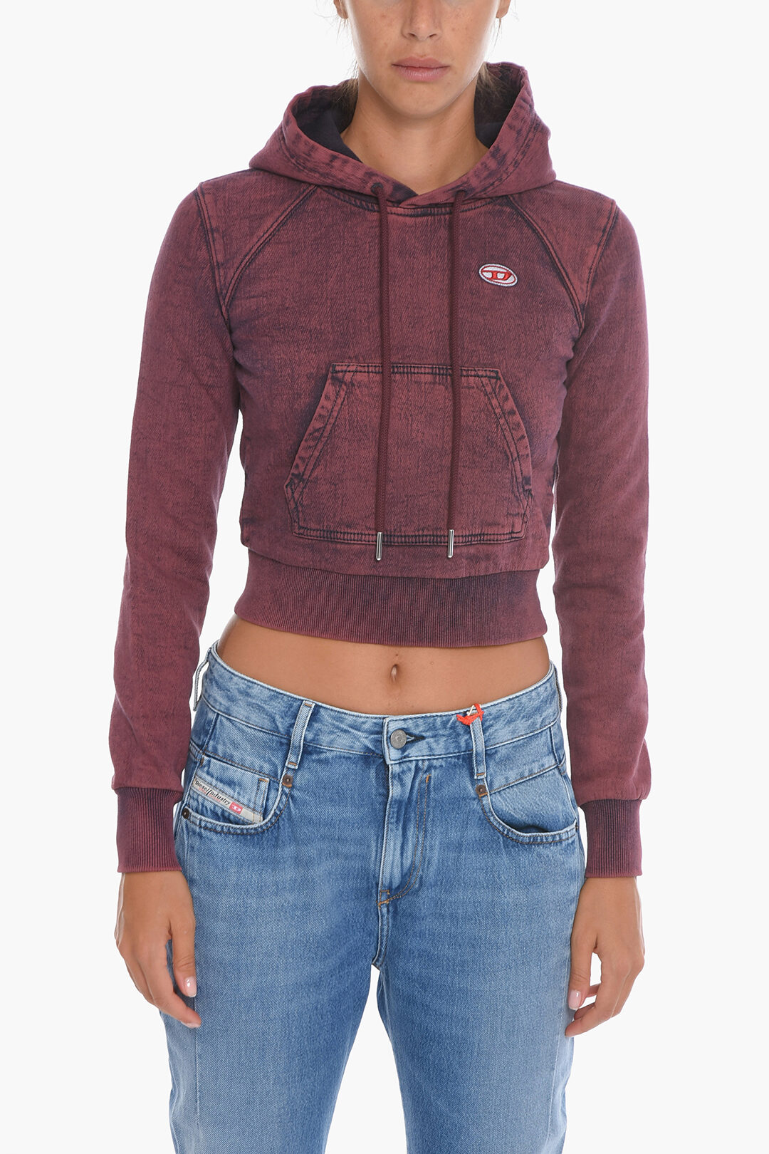 Diesel Acid Wash Effect D-ANGY Cropped Hoodie women - Glamood Outlet