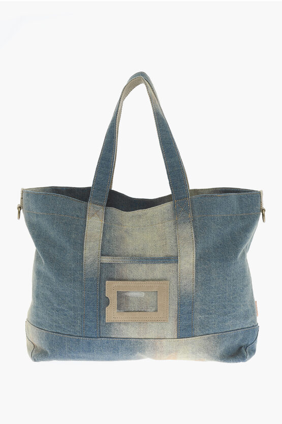 Shop Acne Studios Acid-wash Effect Denim Tote Bag