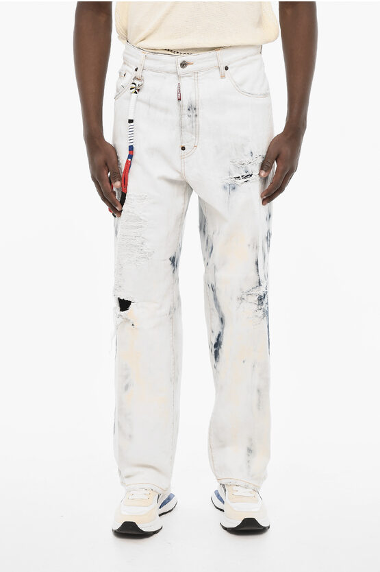 Dsquared2 Acid Wash Effect Distressed Jeans