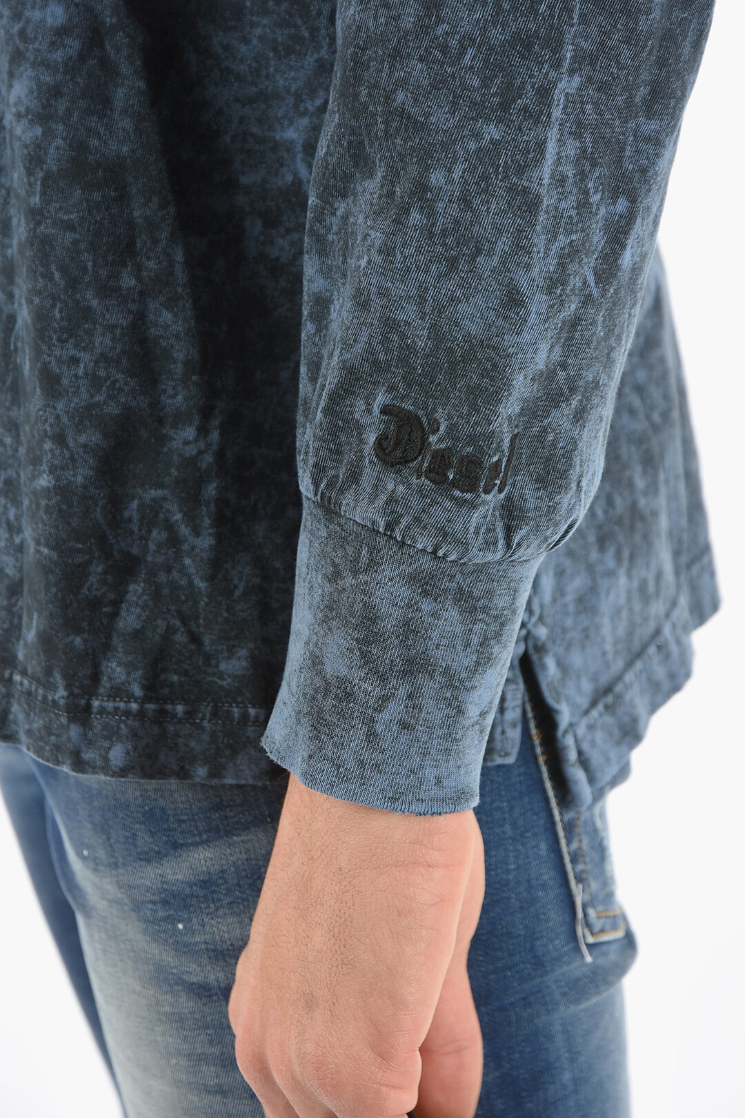 Diesel Acid Wash Effect Long Sleeve T-GLYN Crew-Neck T-shirt