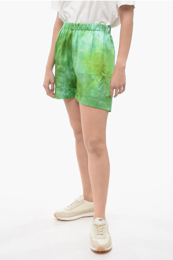 Sleep No More Acid Wash Silk Venere Shorts In Green