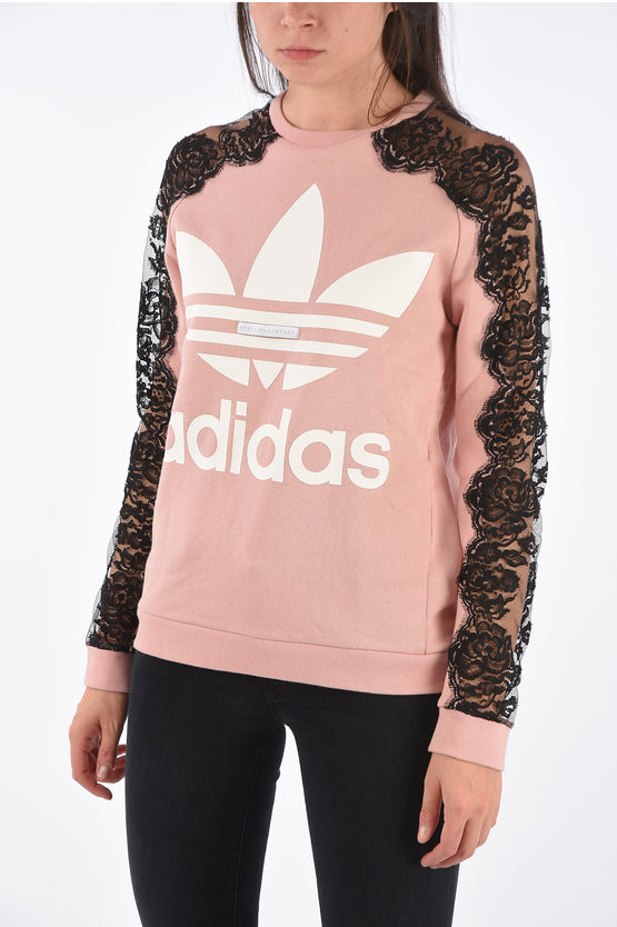 Stella McCartney ADIDAS crew-neck sweatshirt with Lace Sleeve