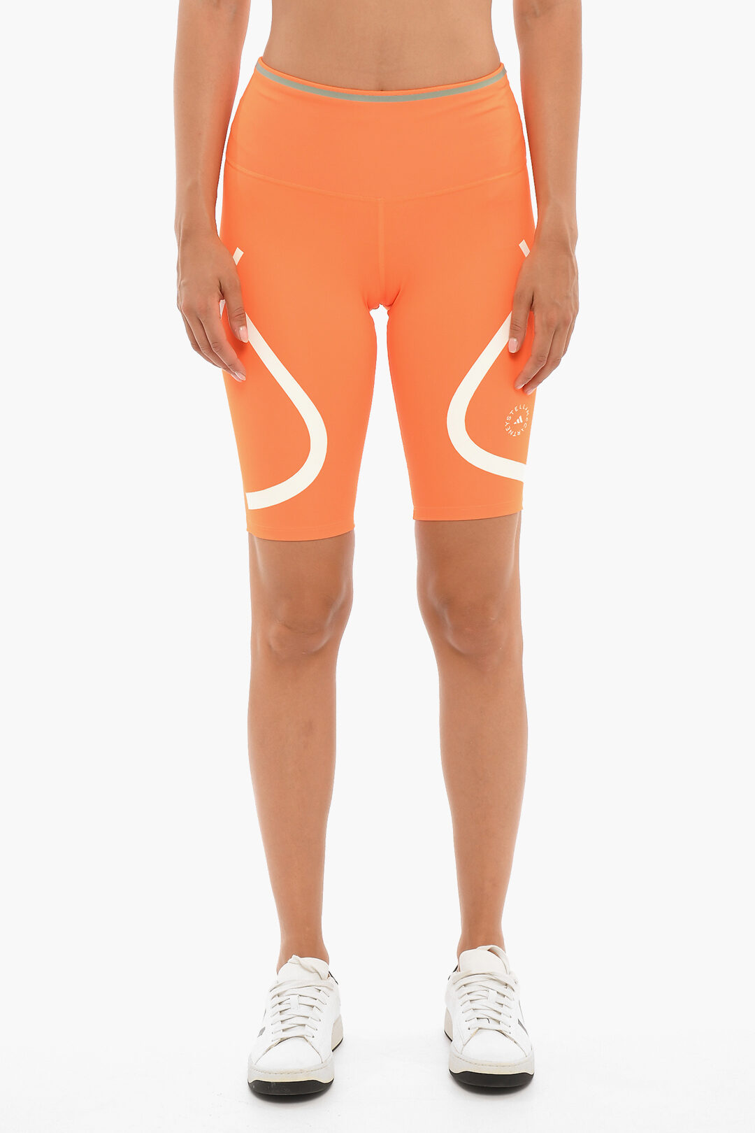 Orange adidas biker shorts sale