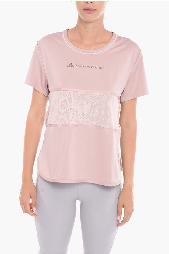 Stella Mccartney Adidas Loose-fit T-shirt With Lace Detailing In Pink