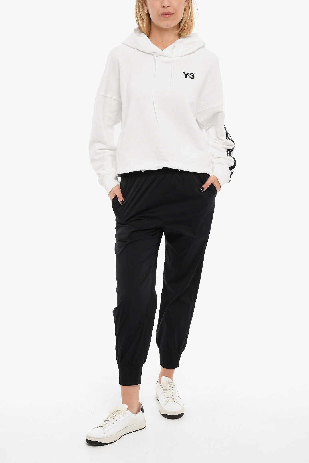 Y 3 by Yohji Yamamoto ADIDAS Printed Logo Cropped Hoodie women Glamood Outlet