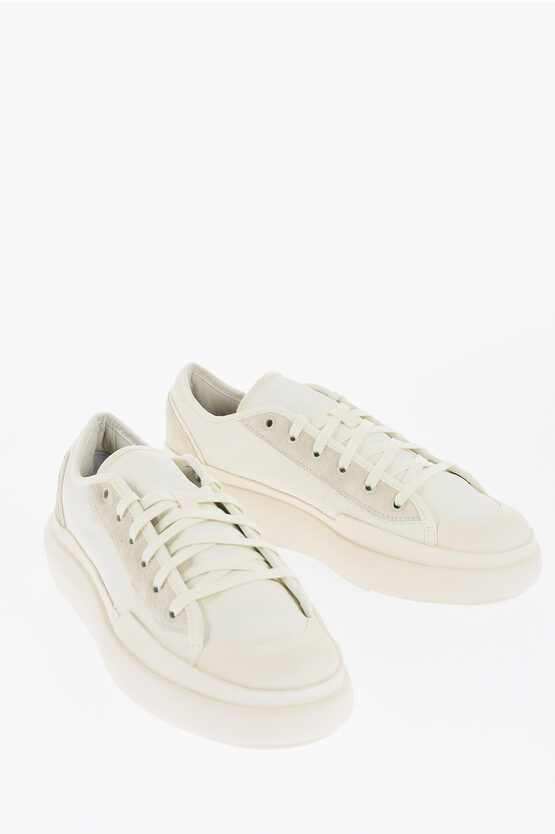 Y-3 By Yohji Yamamoto Adidas Solid Color Leather Ajatu Low-top Sneakers