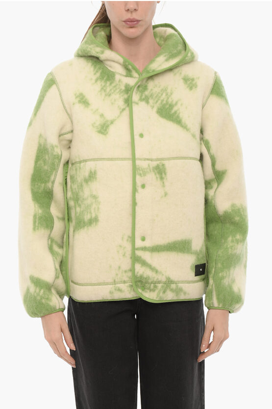 Y-3 BY YOHJI YAMAMOTO ADIDAS TIE-DYE EFFECT HOODED JACKET WITH CUT-OUT DETAILS 