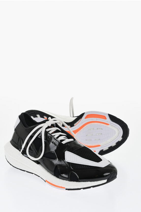 Stella Mccartney Adidas Two-tone Mesh And Faux Patent Leather Low-top Sneaker