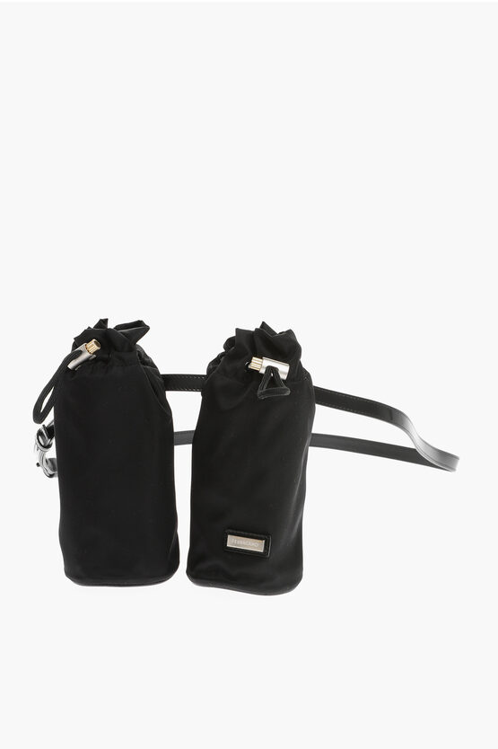 Ferragamo Adjustable Bottle Holder Belt With Leather Trims In Black