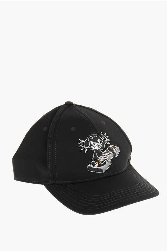 Neil Barrett Adjustable Felix The Cat Embroidered Hat In Black