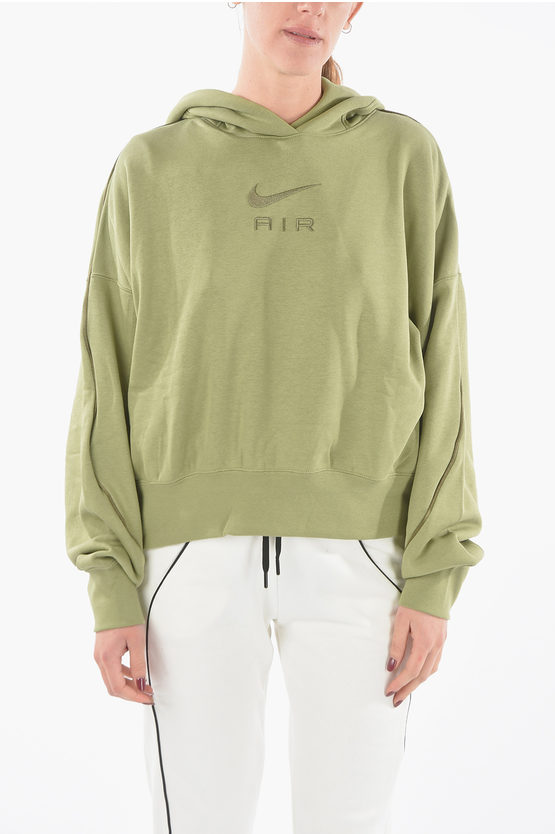 Nike Air Brushed Cotton Oversized Fit Hoodie In Green