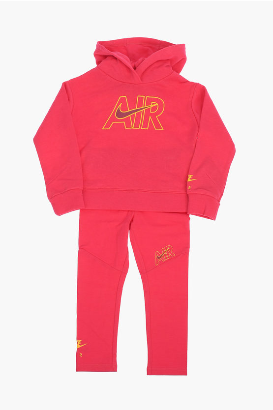 Nike Air Contrasting Logo Printed Jogger And Sweatshirt Set In Pink
