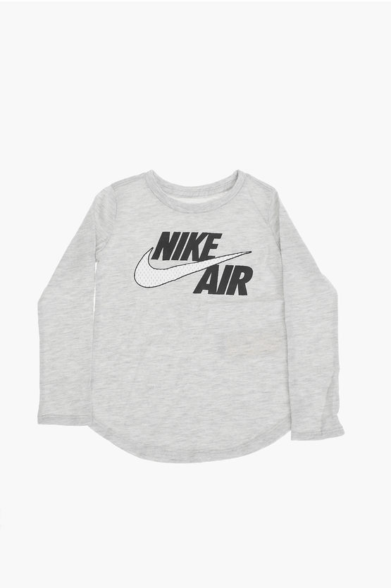 Nike Air Embossed Logo Long Sleeve Crew-neck T-shirt In Gray
