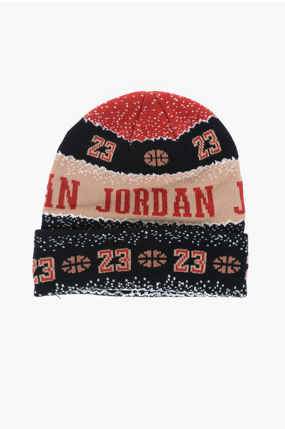Nike Air Jordan All-over Embroidered Holiday Beanie In Multi