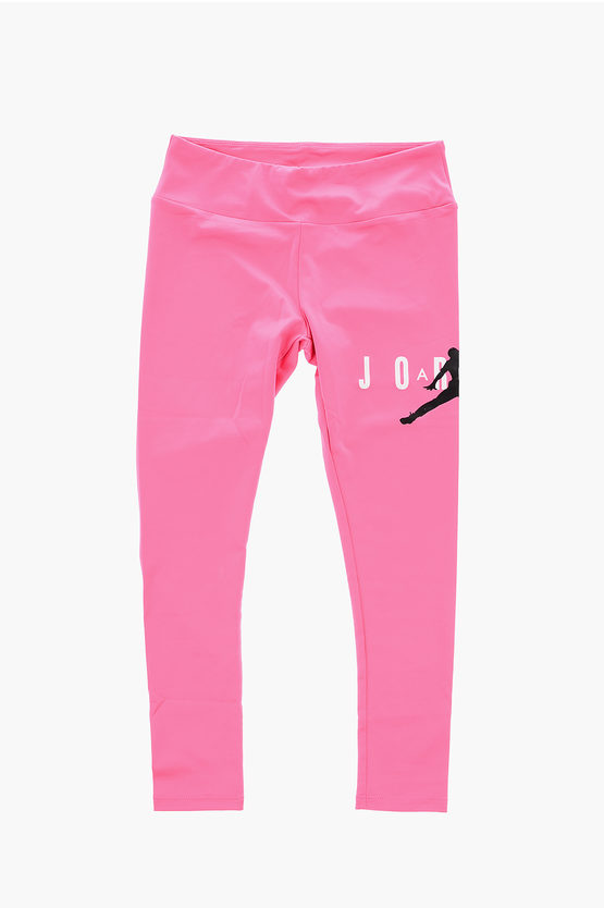 Nike Air Jordan Contarsting Logo Print Solid Colour Leggings In Pink