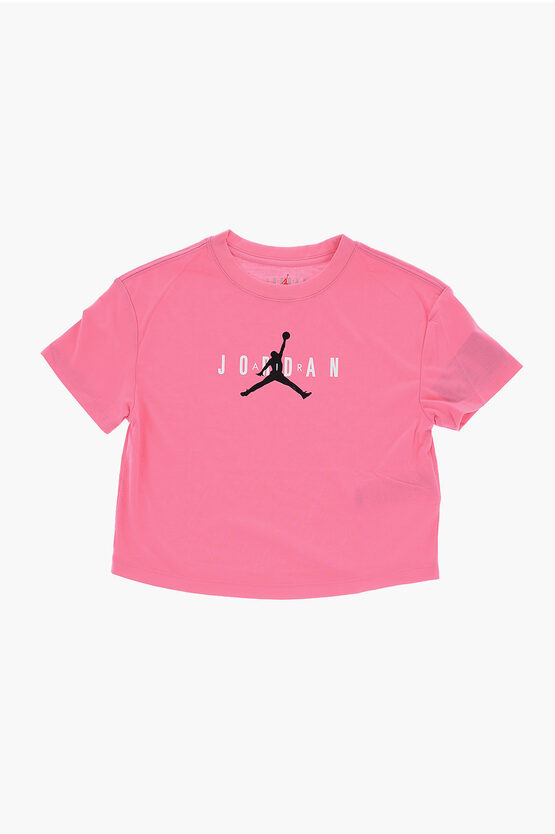 Nike Air Jordan Crew-neck T-shirt With Contrasting Print In Pink