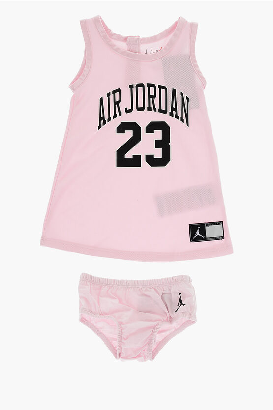 Nike Air Jordan Dress And Bloomer Set With Printed Logo In Pink