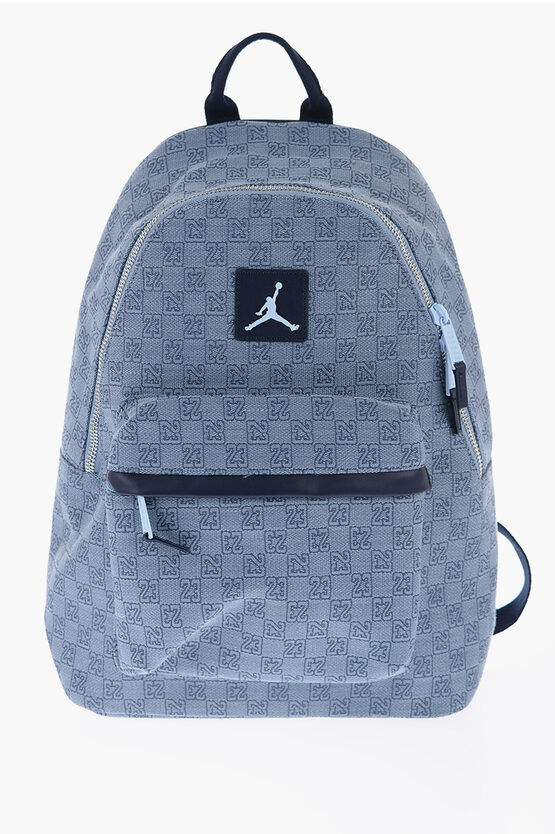Nike Air Jordan Fabric Backpack With All-over Monogram In Blue