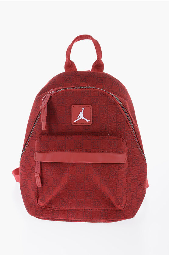 Nike Air Jordan Fabric Mini Backpack With All-over Monogram In Red