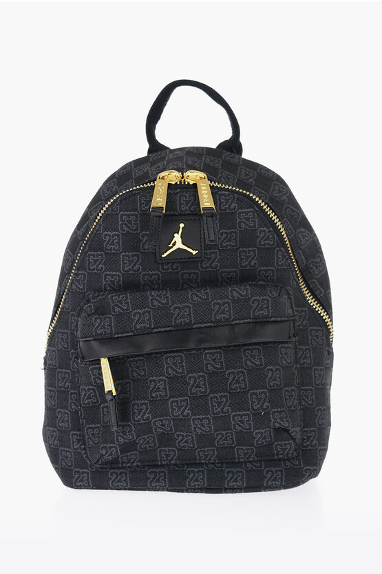 Nike Air Jordan Fabric Mini Backpack With All-over Monogram In Black