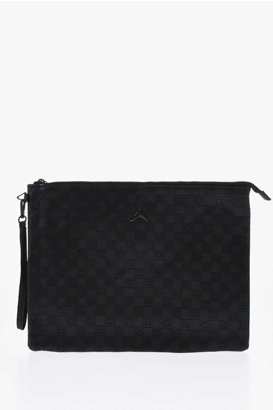 Nike Air Jordan Faux Leather Clutch With All-over Monogram