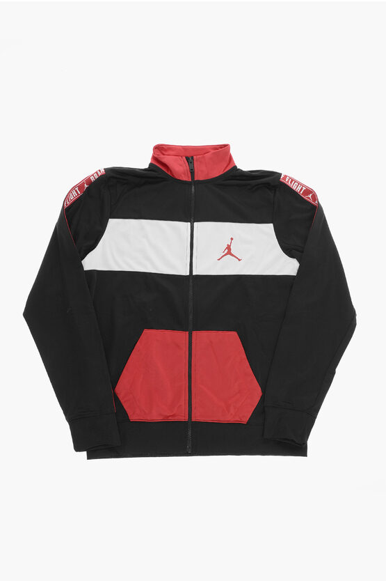 AIR JORDAN Felpa con Chiusura Zip e Banda Logata a Contrasto