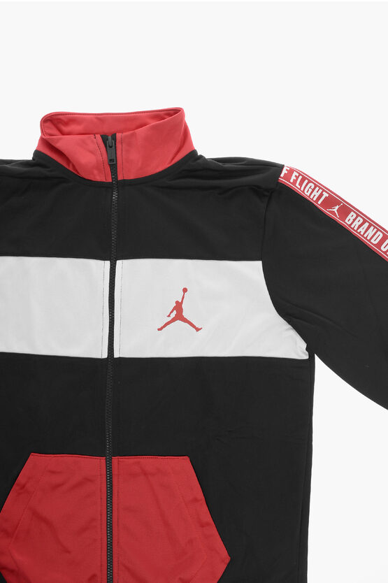 AIR JORDAN Felpa con Chiusura Zip e Banda Logata a Contrasto