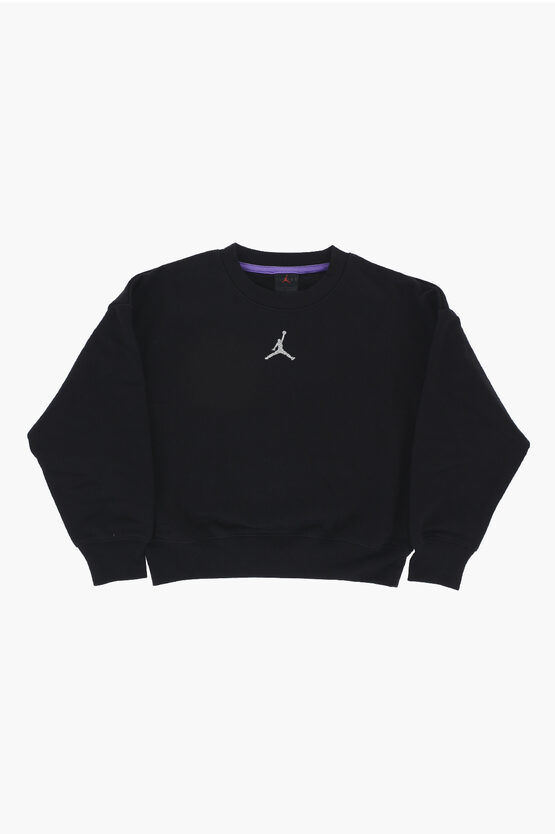 AIR JORDAN Felpa Girocollo in Tinta Unita con Logo Ricamato