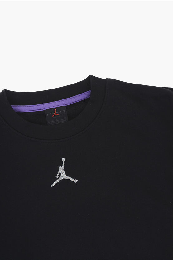 AIR JORDAN Felpa Girocollo in Tinta Unita con Logo Ricamato