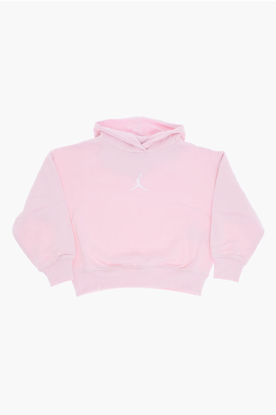 AIR JORDAN Felpa Hoodie in Tinta Unita con Logo Ricamato