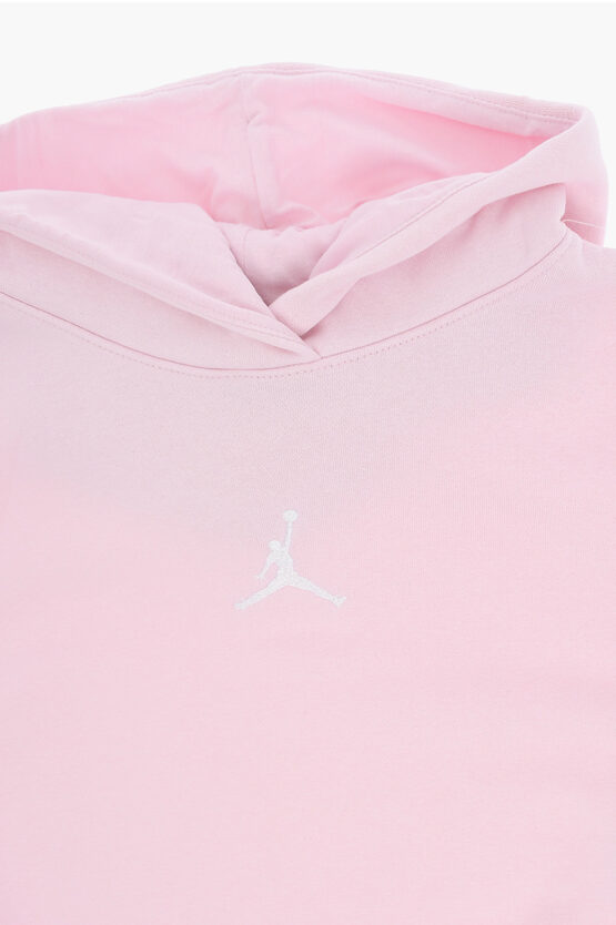 AIR JORDAN Felpa Hoodie in Tinta Unita con Logo Ricamato