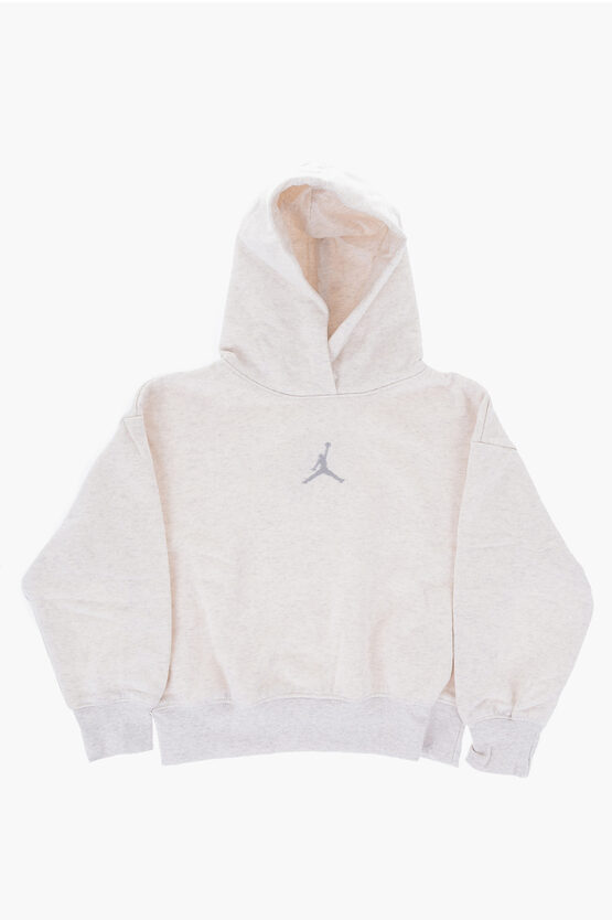 Nike Air Jordan Fleeced Cotton Blend Hoodie In White