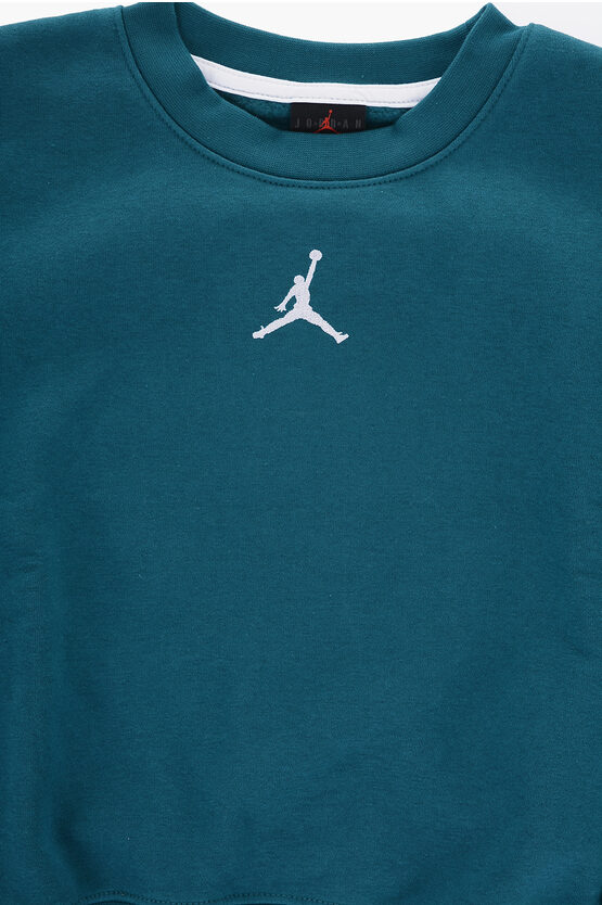 Nike Air Jordan Fleeced-cotton Blend Icon Play Crew-neck Sweatshi In Blue