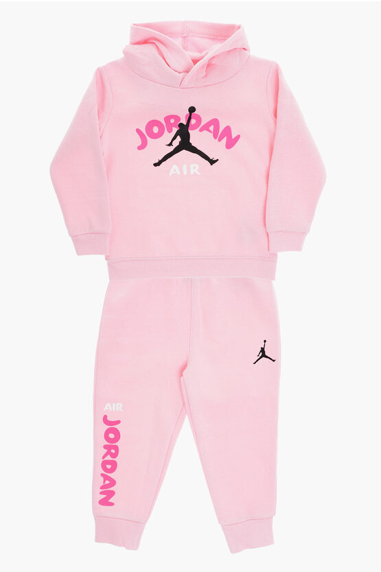 Nike Air Jordan Fleeced Cotton Hoodie And Joggers Set In Pink
