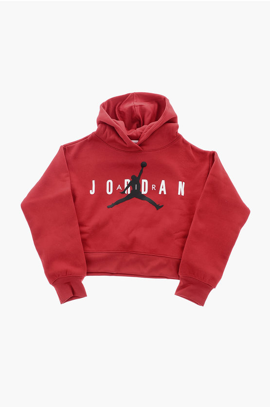 Nike Air Jordan Fleeced Cotton Jumpman Hoodie In Red