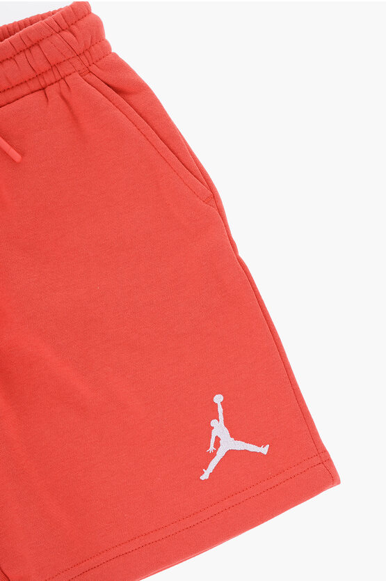 AIR JORDAN Fleeced Cotton Shorts with Embroidered Logo