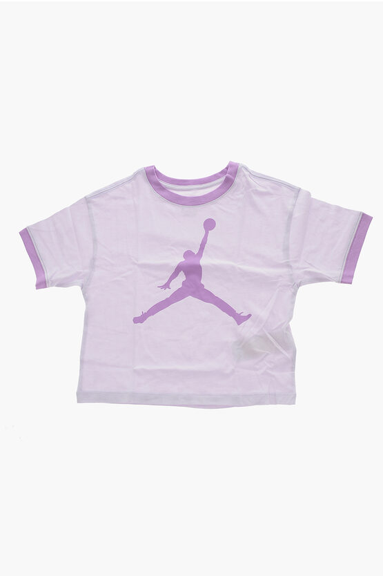Nike Air Jordan Front Printed Crew-neck T-shirt In Purple