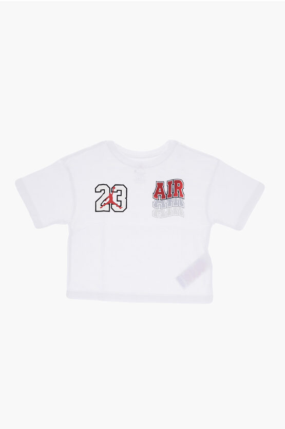 Nike Kids' Air Jordan Front Printed Crew-neck T-shirt In White