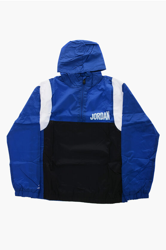 AIR JORDAN Giacca a Vento Leggera a 2 Tasche con Cappuccio e Mezza Zip