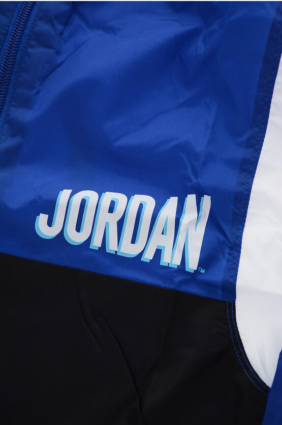 AIR JORDAN Giacca a Vento Leggera a 2 Tasche con Cappuccio e Mezza Zip