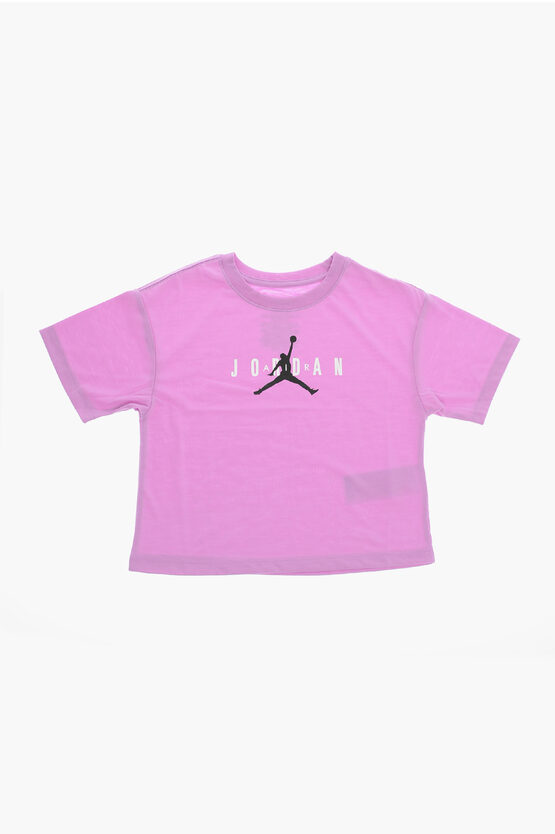 Nike Air Jordan Logo Printed Solid Color Crew-neck T-shirt In Purple
