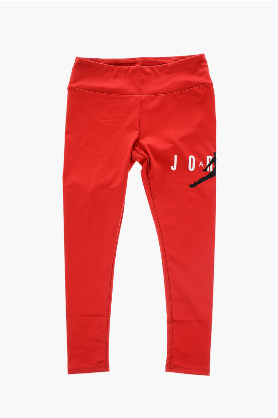 Nike Air Jordan Logo Printed Solid Color Jumpman Leggings In Red