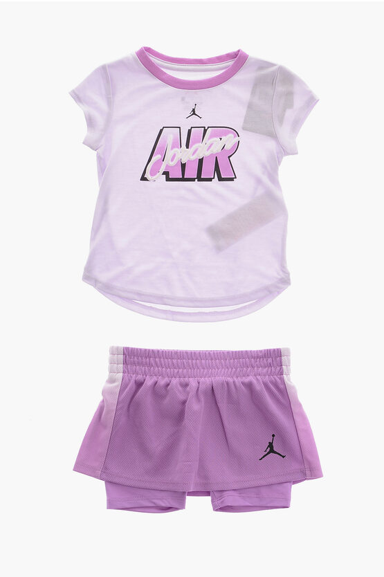 Nike Kids' Air Jordan Logo Printed T-shirt And Skort Set In Purple
