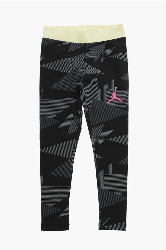 Nike Air Jordan Printed Leggings With Contrast Band On The Waist In Grey