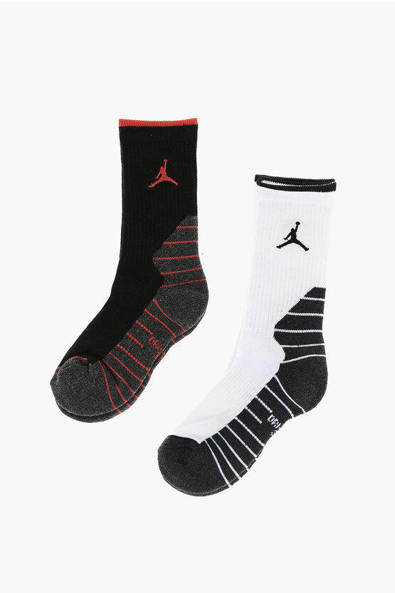 Nike Air Jordan Set 2 Pairs Of Dri-fit Socks With Striped Detail In Black