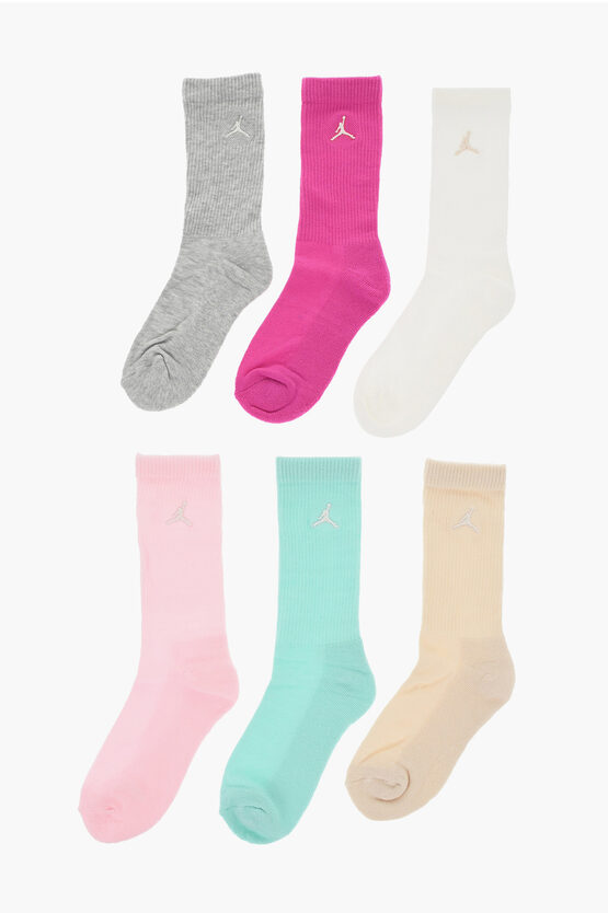 Nike Air Jordan Set 6 Pairs Of Long Ribbed Socks With Embroidered